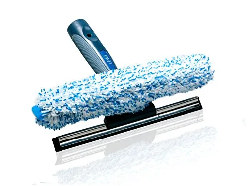 Putzen wie die Profis Fensterwischer und Fensterabzieher Kombi-Set - DVN:5001 Zertifiziert - Fensterabzieher mit 25cm Wischbreite, inkl. Profi-Glasreiniger und robustem, ergonomischem Griff für streifenfreies Reinigen.