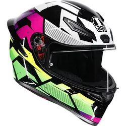 AGV K1 S Punkpulse S26 Integralhelm - Schwarz/Lila/Neon-Grün/Weiß - XL - Der AGV K1 S bietet optimalen Komfort und Sicherheit für Motorradfahrer. Mit aerodynamischem Design, kratzfestem Visier und verstellbaren Lüftungsöffnungen ist er ideal für den täglichen Einsatz.