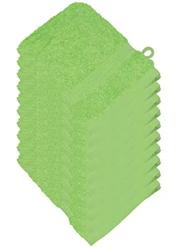 Miamar 10 er Set Waschhandschuh 15 x 21 cm weich saugstark in 15 Farben erhätlich 500g/m² 100% Baumwolle Öko-Tex Apfelgrün