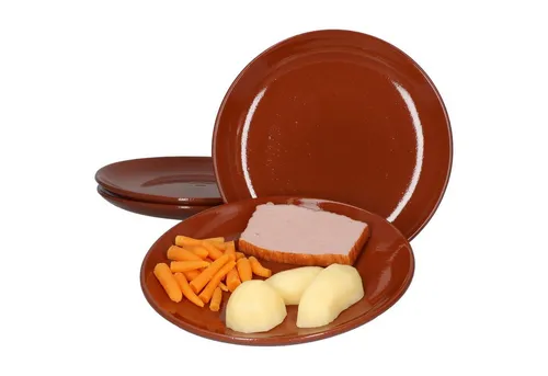 MamboCat Frühstücksteller 4er Set Ton-Kuchenteller 23cm - Frühstücksteller aus handgearbeitetem Ton, ideal für bis zu 4 Personen. Perfekt für Frühstück, Dessert oder Snacks – jeder Teller ein Unikat!
