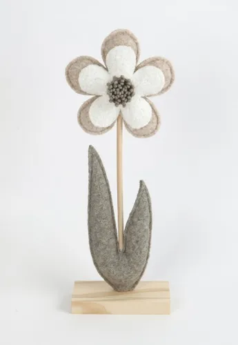 TrendLine Aufsteller Holz Blume 32 x 5 x 11 cm grau-weiß Figuren