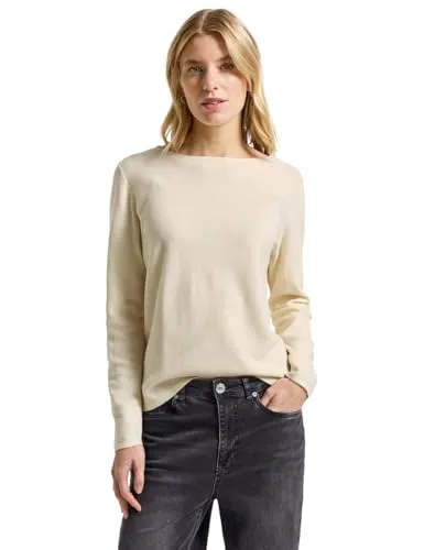 Street One Damen 3015493 Strukturpullover, Soft beige, Größe 34 - Eleganter Strickpullover mit U-Boot-Ausschnitt für Damen, ideal für den Alltag oder besondere Anlässe. Feine Struktur und bequeme Passform garantieren hohen Tragekomfort.