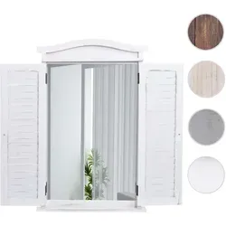 Wandspiegel Badspiegel mit Fensterläden - Shabby Weiß, 71x46x5cm - Badspiegel im stilvollen Shabby-Look mit Fensterladenoptik, ideal zur optischen Raumvergrößerung. Fertig montiert und BSCI-geprüft für soziale Standards.