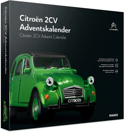 Citroen 2CV Adventskalender: Citroen 2CV grün 1:38 - Adventskalender mit 24 Überraschungen im Maßstab 1:38, ideal für Citroen-Fans und eine kreative Vorfreude auf Weihnachten.