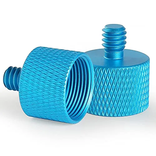 Frgyee 2 Stück Schraube Adapter zu Reduzierstück Gewinde 1/4 auf 5/8 Schraube Konverter zu für Mic Stand,Stativ, Foto Einbeinstativ (Blue)