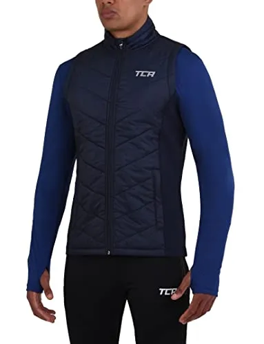 TCA Herren Excel Runner Leichte und gepolsterte Weste mit Reißverschlusstaschen - Dunkelblau, XL
