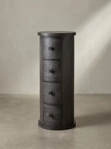 Design Sideboard Mango Massivholz Schwarz mit 4 Schubladen
