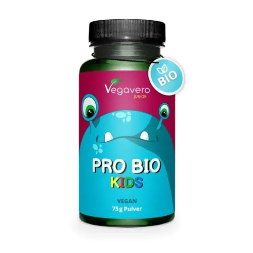 ProBio Kids Vegavero® | 100% Organic | 75 g Pulver - Probiotika für Kinder ab 3 Jahren, mit 10 Milliarden Darmbakterien aus 5 Stämmen und BIO Inulin für eine gesunde Darmflora. Ideal für die individuelle Dosierung in Speisen.