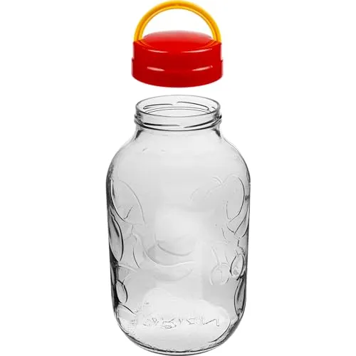 lilawelt24 5L Einweckglas + Schraubverschluss mit Griff, Gurkenglas, Einmachglas, Einmachgläser, Glasballon, Vorratsglas, Einweckgläser