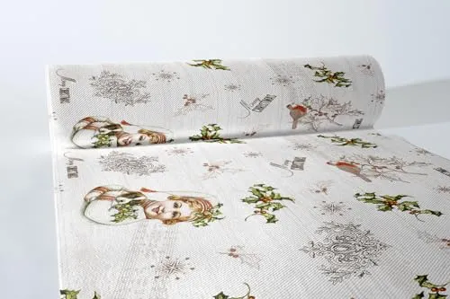 Sovie HORECA Tischläufer Puppy aus Linclass® Airlaid, Einweg Weihnachtstischläufer stoffähnlich, ideal für Advents- & Weihnachtsfeiern, 40 cm x 24 m, 1 Stück