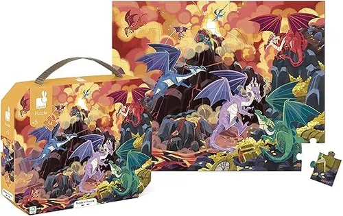 Janod - Puzzle for children dragon earth – 54 parts – educational game fine moto