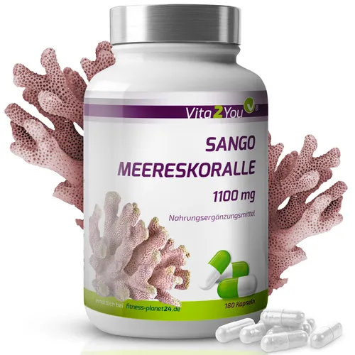 Vita2You Sango Meereskoralle 1100mg - 180 Kapseln - Hochdosiert 3300mg pro Tag