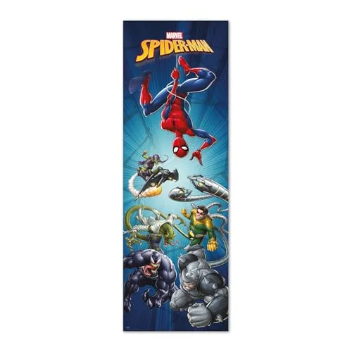 Grupo Erik Poster Türposter Marvel Spiderman Poster Covers Kunstdruck - Deko Wohnzimmer oder Deko Schlafzimmer - Deko Zimmer - Größe : 53 x 158 cm - Offizielle Marvel Merch