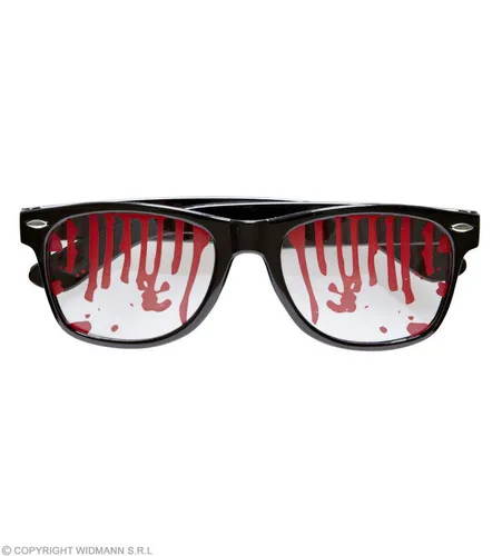Widmann S.r.l. Verkleidungsmaske Brille mit Blut befleckt, Schwarz Rot
