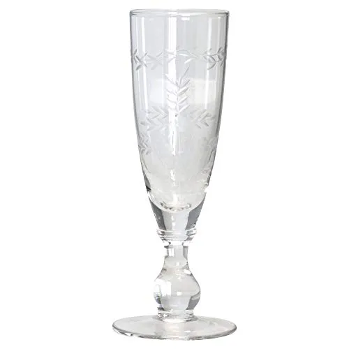 Greengate Sektglas mit Muster geschliffen Champagner Glas Trinkglas