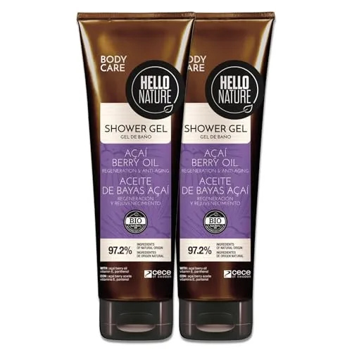 P-Beauty Naturkosmetik Duschgel mit Acai Öl - Veganes Shower Gel für Damen & Herren - Duschbad für trockene & sensible Haut feuchtigkeitsspendend, regenerierend (2x250ml)