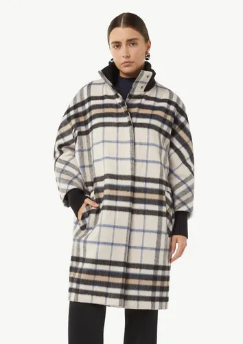 comma Funktionsmantel Outdoor-Jacke Karierter Mantel mit Strick-Details