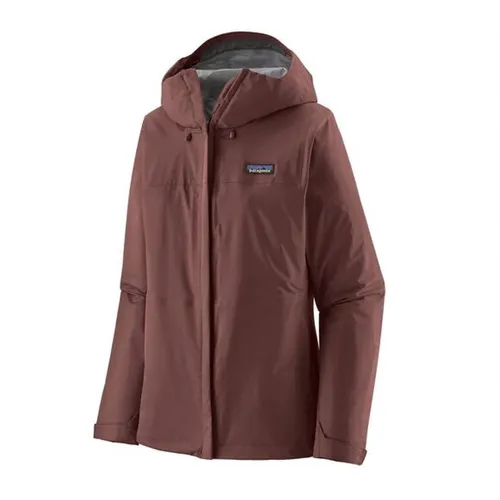 Patagonia Women's Torrentshell 3L Jacket - Braune Regenjacke Gr. L - Wasserdichte und winddichte Regenjacke aus umweltfreundlichem Material, ideal für Wanderungen. Mit Kapuze und Belüftungs-Reißverschluss für optimalen Komfort.