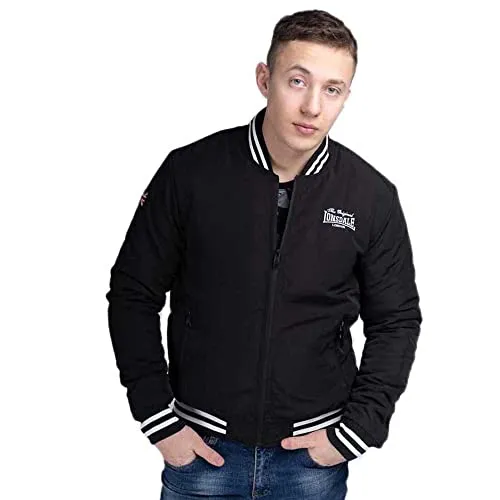 Lonsdale Trusthorpe Jacke Herren - Stylische Funktionsjacke (XL, Black/Wht) - Funktionsjacke mit Rippbündchen und zwei seitlichen Reißverschlusstaschen, ideal für aktive Männer. Das zeitlose Design mit Logo-Stickerei macht sie zum perfekten Begleiter.