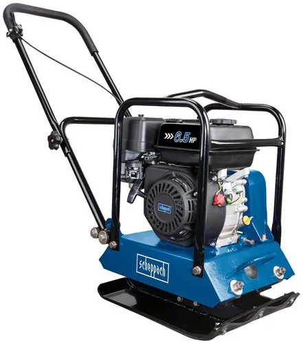 Scheppach Rüttelplatte (5904610903) - Mörtelrührer für effizientes Verdichten und Nivellieren von Böden, ideal für Bauprojekte und Gartenarbeiten.