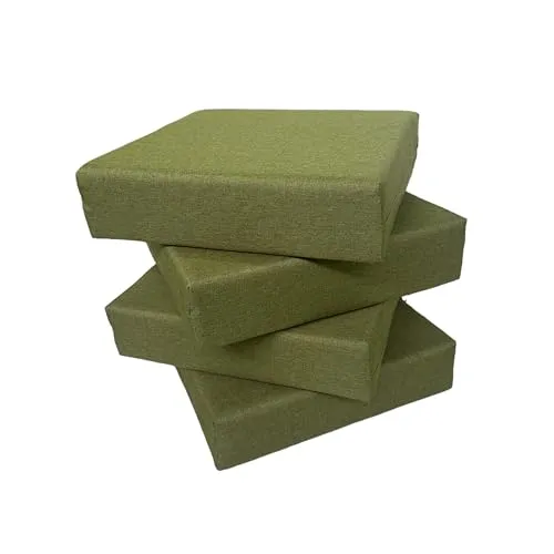 Pillows24 – 4X Sitzkissen 40x40 cm 10 cm Dick | Schaum Stuhlkissen waschbar Bezug | für Senioren & Kinder | Sitzkissen Stuhl Indoor, Bodenkissen, Sitzerhöhung Stuhl | Stuhlauflage dunkelgrün