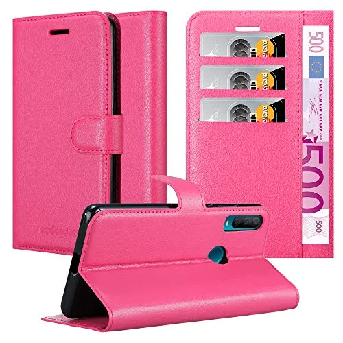 Cadorabo Hülle kompatibel mit Alcatel 1S 2020 Handyhülle aus Premium Kunst Leder Flip Klappbare Stoßfeste Magnetische [Standfunktion] [Kartenfächern] Cover Hülle für Alcatel 1S 2020 Tasche in Pink