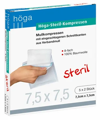 Höga-Pharm GmbH HÖGA-KOMPRESSEN 7,5x7,5 cm steril 8fach 5X2 St 04401865