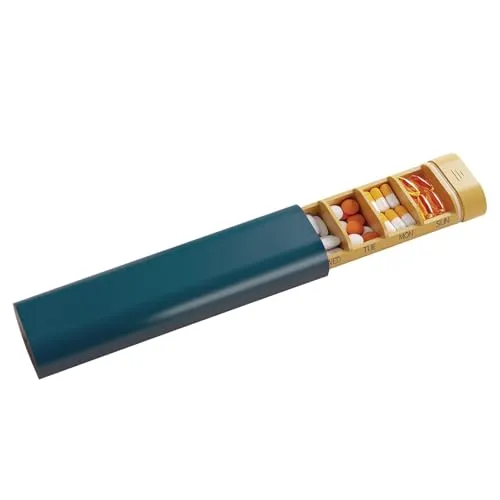 Tablettenbox 7 Tage, BPA Frei Tägliche Pillendose, Wöchentliche Reise Medikamentenbox, Pillenbox für Vitamine, Medikamente, Pillen, Tabletten Organizer für unterwegs - Blau
