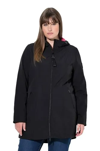 Produktbild Ulla Popken Damen große Größen Übergrößen Plus Size HYPRAR Softshelljacke, wasserabweisend, Fleecefutter schwarz 50+ 836064100-50+