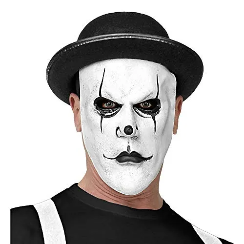 W WIDMANN MILANO Party Fashion 03294 - Halbmaske Harlekin mit Melone, Halloweenmaske, Latexmaske, Pantomime, Horror Clown, Accessoire, Halloween, Karneval, Mottoparty