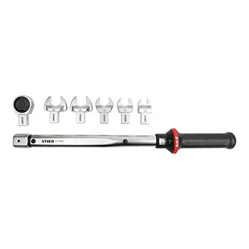 STIER Drehmomentschlüssel Multi+ 40-200 Nm, 7-teilig - Drehmomentschlüssel für präzise Anwendungen, inkl. 5 Aufsteckwerkzeugen und Kalibrierzertifikat, ideal für Industrie und Automotive.