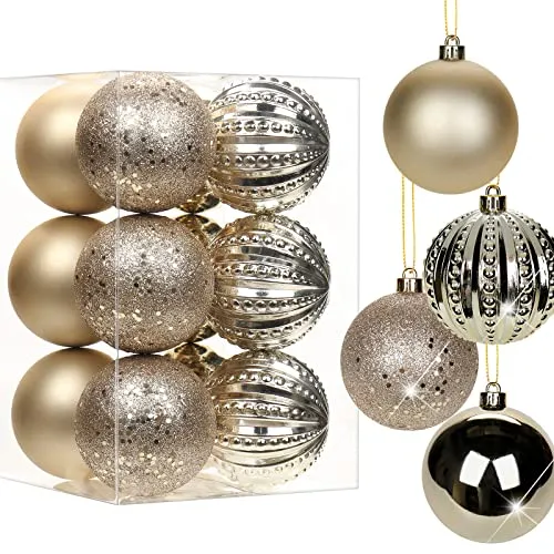 8CM Weihnachtsdeko Weihnachtskugeln, 12 Stücke Bruchsiche Christbaumkugeln Ornamente Weihnachtsbaumschmuck für Weihnachtsbaum Christbaumkugeln Weihnachtsdekoration Kugeln