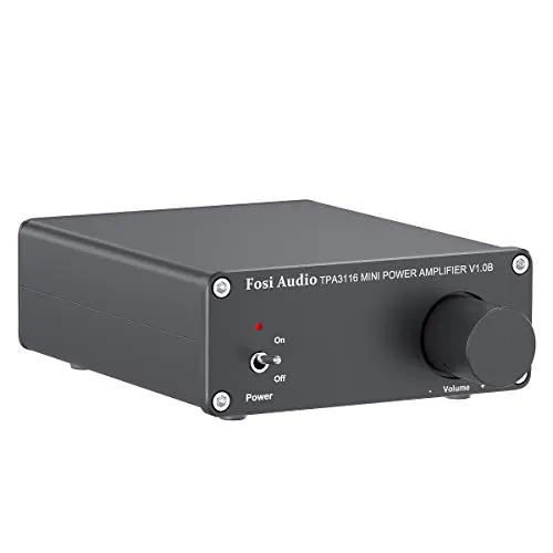 Fosi Audio V1.0B Stereo Verstärker - Hifi-Verstärker mit TI TPA3116D2-Chip für klaren Klang und lautloses Design. Ideal für MP3, Handy und PC. Kompakt und leistungsstark mit 50W pro Kanal, perfekt für Ihr Zuhause.