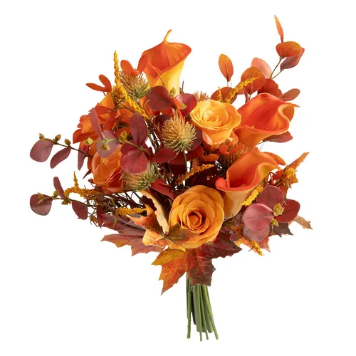 Künstlicher Blumenstrauß JAMES Herbstkomposition, 55 cm - Freistehender Kunstblumenstrauß in leuchtenden Orangetönen, ideal für eine herbstliche Dekoration. Perfekt für jedes Zuhause und pflegeleicht.
