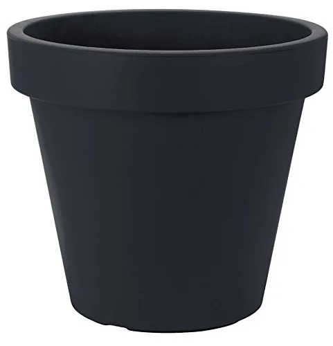 Spetebo Kunststoff Pflanzkübel M mittelgroß - 38 cm/anthrazit - Blumenkübel rund für Außen und Innen - Garten Pflanztopf Blumentopf Pflanzgefäß Übertopf