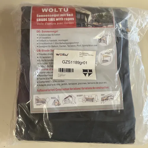 WOLTU Sonnensegel Rechteck 2x3m Grau - Wasserabweisend mit UV-Schutz - Sonnenschutz für Garten und Terrasse, wasserabweisend und UV-geschützt. Ideal für Camping und Freizeitaktivitäten, einfach zu montieren mit stabilen Befestigungen.