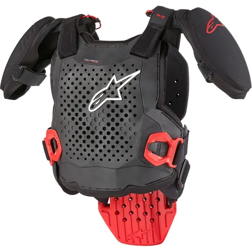 Alpinestars A-5 S Protektorenweste Level-2 Jugend - Schwarz/Rot/Weiß - L/XL - Protektoren, ideal für junge Fahrer, bieten höchsten Komfort durch atmungsaktive Materialien und herausnehmbaren Brust- und Rückenprotektoren für einfache Reinigung.