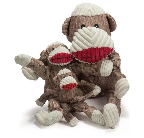 HuggleHounds Tierkuscheltier Hundespielzeug Sock Monkey Knottie, Größe: S / Maße: 23 x 10 x 10 cm