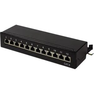 LogiLink Patchpanel NP0017, Cat 6, 1HE, schwarz, geschirmt, mit 12 Ports