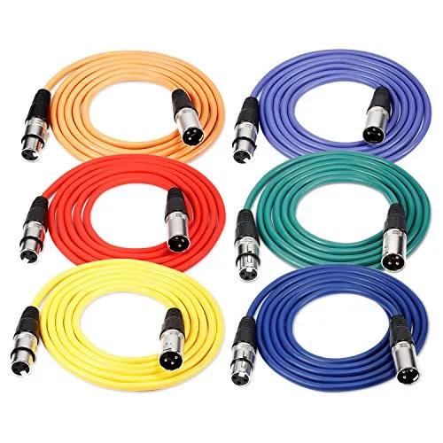 Neewer 6-Pack 1 Meter Audio Kabelkabel, XLR Stecker auf XLR Buchse Mikrofon Farbkabel (grün, blau, lila, rot, gelb, orange)