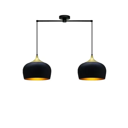 bamyum Kreis 2 Flammige Hängelampe Esstich Ø30 cm, Pendelleuchte Vintage, Industrial aus Metall E27, Esstisch und Wohnzimmer, Küchenlampe Schwarz