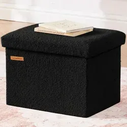 Klappbarer Sitzhocker mit Stauraum Schwarz 42x31x31 cm