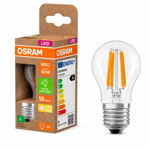 Osram LED Filament Birnenform 3,8W = 60W E27 klar warmweiß 2700K ultra effizient