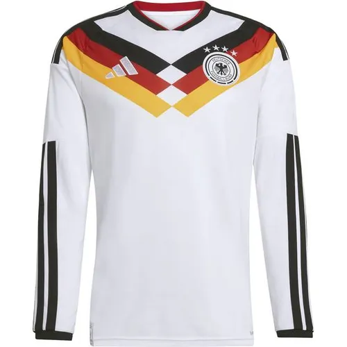ADIDAS Herren Trikot Deutschland DFB WM 2026 Home Replika Langarmtrikot - Das langärmelige Heimtrikot für die WM 2026 kombiniert Tradition mit modernem Design. Die schmale Passform und atmungsaktive Materialien sorgen für optimalen Komfort, während die markanten Details deinen sportlichen Look unterstreichen.