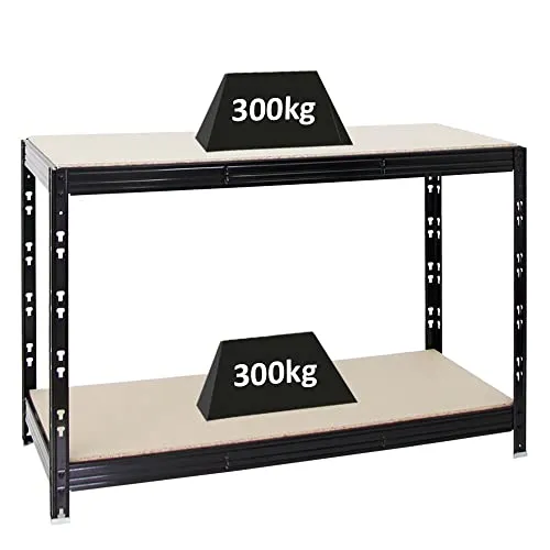 PROREGAL Werkbank Tiger | Höhenverstellbar und 300kg Belastbarkeit - Werkbank mit 300kg pro Fachboden, ideal für Werkstätten oder Hobbyräume. Höhenverstellbar für optimale Ergonomie und Komfort.