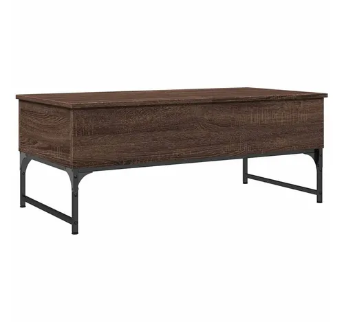 furnicato Couchtisch Eleganter 100 x 50 x 40 cm in Braun Eichen-Optik - Stylischer Couchtisch für dein Wohnzimmer. Mit zwei versteckten Fächern bietet er praktischen Stauraum und ist dank verstellbarer Füße stabil auf jedem Boden. Ideal für Snacks, Getränke und Deko.