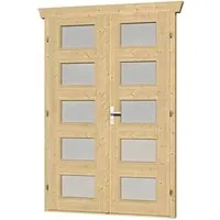 SKAN HOLZ Doppeltür für Gartenhaus mit Milchglas 123,4x193 cm - Hochwertige vollverglaste Doppeltür aus 28 mm Holz, bietet elegantes Design und viel Licht für Ihr Gartenhaus.