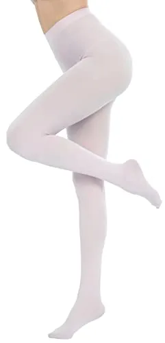 CozyWow Damen Strumpfhose 80D Elastisch blickdichte Hoch Taille über 30 Farben (Weiß,S)