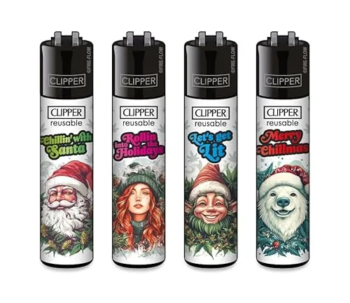 Clipper Feuerzeuge, Set mit 4 Stück, außergewöhnliche Motive (FFX 420XMAS)