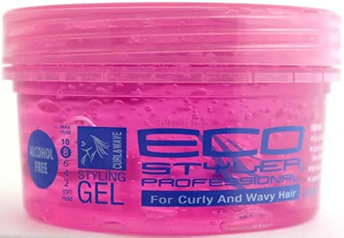 Eco Professional Curl & Wave Styling-Gel, fester Halt, alle Haartypen, 237 ml, Rosa